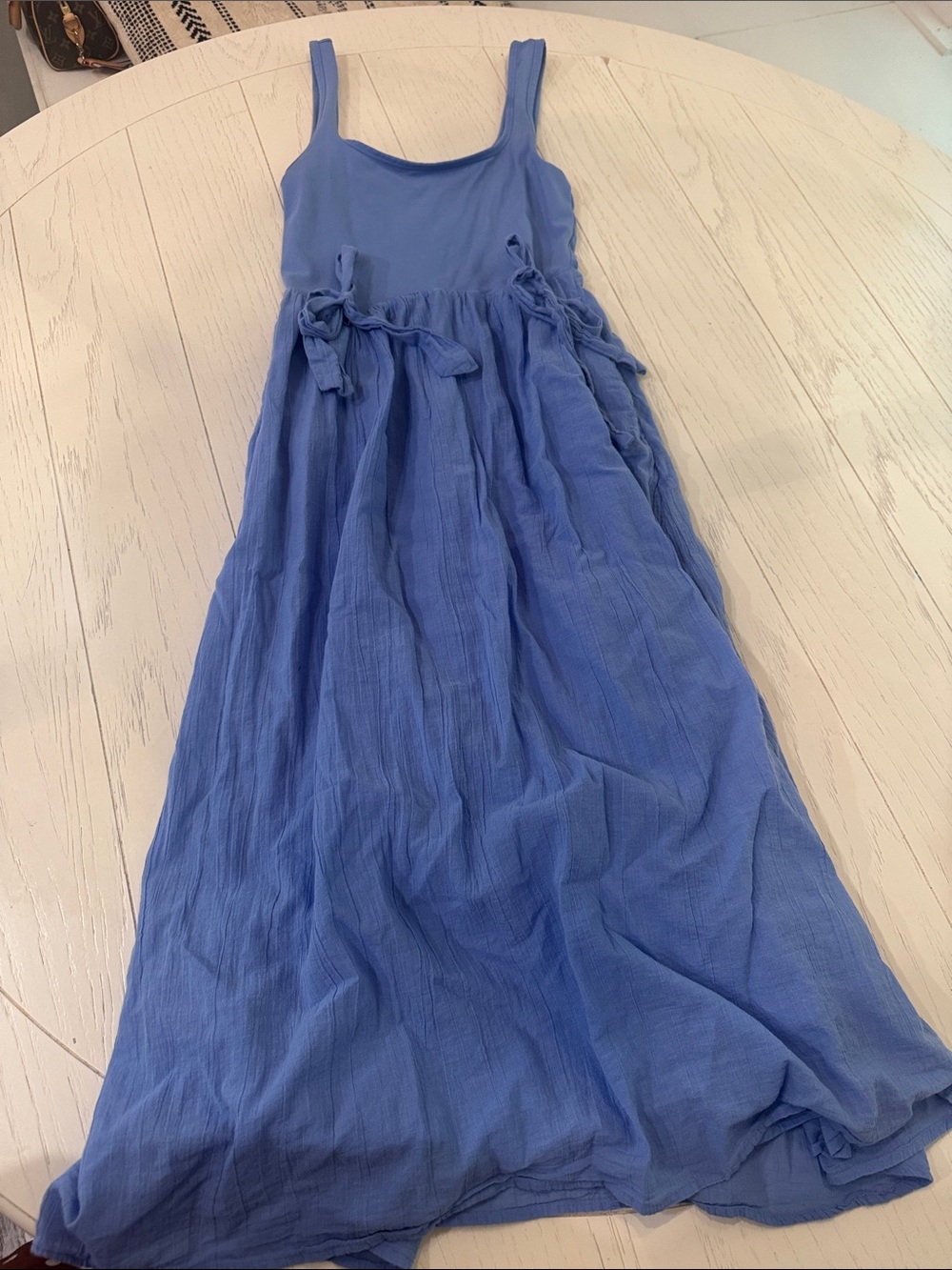 AERIE Blue Sleeveless Tie-Waist Maxi Dress size Small